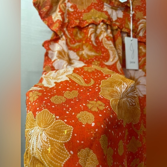 ⚫️ BOGO Joie Orange Ruffled Bib Collar Blouse size small fun flowy summer style - Picture 4 of 9